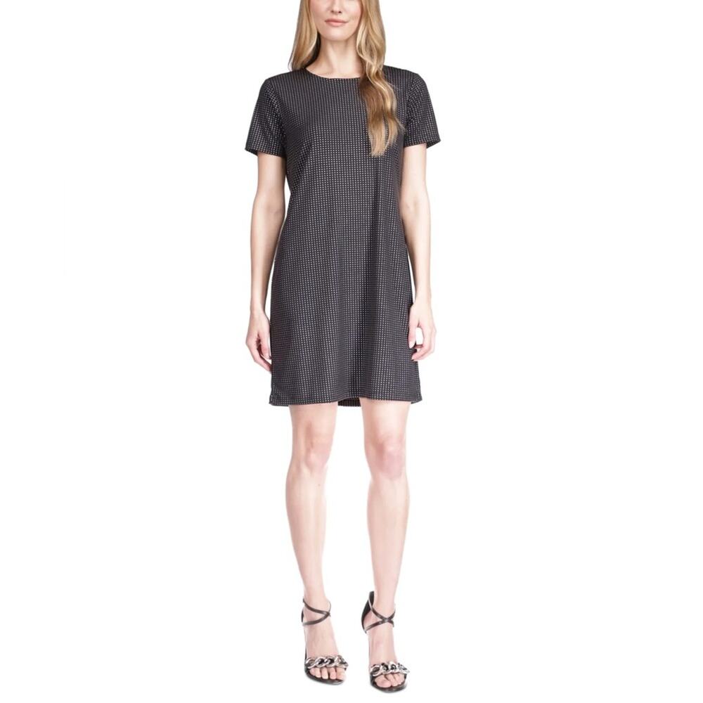 Michael Michael Kors Women's Metallic Dot T-Shirt Dress Black Petite Small NWOT